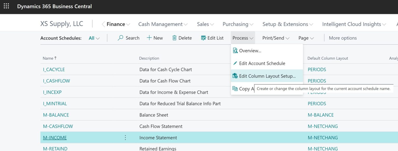 Account Schedules Business Central Mindquad Solutions Pvt Ltd
